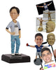 Custom Bobblehead Handsome Fashionable Dude With One Hand On Waist - Leisure & Casual Casual Males Personalized Bobblehead & Cake Topper