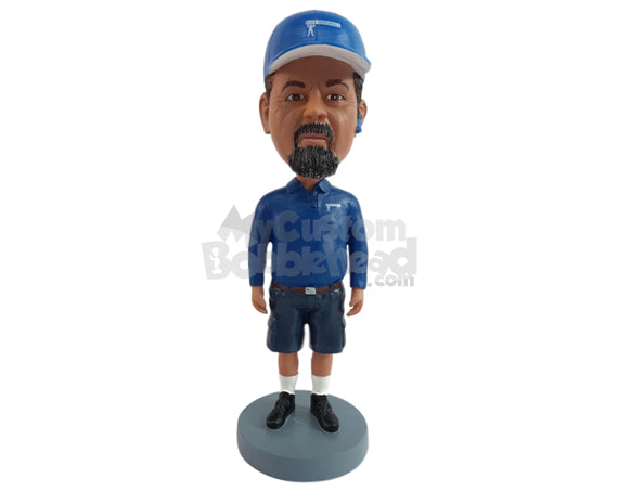 Custom Bobblehead Fancy looking male wearring cargo shorts and nice long sleeve polo shirt - Leisure & Casual Casual Males Personalized Bobblehead & Action Figure