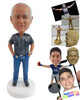Custom Bobblehead Hard working guy wearing jeans and work shirt with hands in pockets - Leisure & Casual Casual Males Personalized Bobblehead & Action Figure