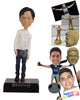 Custom Bobblehead Smart Geeky Man With Spectacles - Leisure & Casual Casual Males Personalized Bobblehead & Cake Topper
