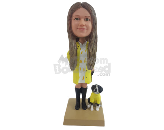 Custom Bobblehead Girl wearing gorgeous dress with dashing coat and boots - Leisure & Casual Casual Females Personalized Bobblehead & Action Figure
