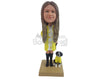 Custom Bobblehead Girl wearing gorgeous dress with dashing coat and boots - Leisure & Casual Casual Females Personalized Bobblehead & Action Figure