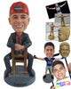 Custom Bobblehead Dashing young dude sitting on a turned chair looking radient - Leisure & Casual Casual Males Personalized Bobblehead & Action Figure