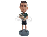 Custom Bobblehead Animal lover guy holding cute cat in arms - Leisure & Casual Casual Males Personalized Bobblehead & Action Figure