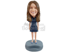 Custom Bobblehead dazzling looking girl with a phone holder on the base - Leisure & Casual Casual Females Personalized Bobblehead & Action Figure