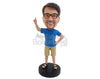 Custom Bobblehead Nice guy cheering for his team with one hand up and one hand on hip - Leisure & Casual Casual Males Personalized Bobblehead & Action Figure
