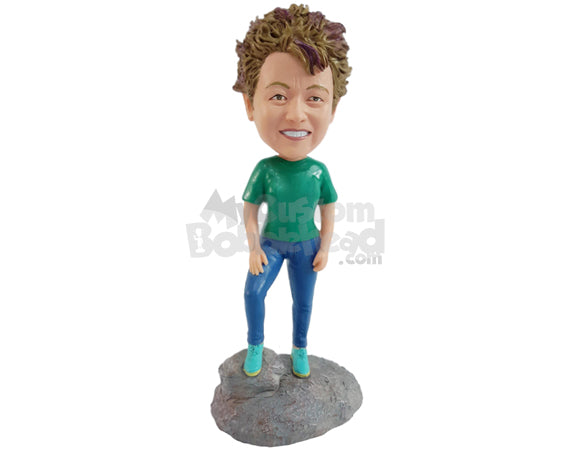 Custom Bobblehead Nice adventurous gal ready to have a nice hiking day - Leisure & Casual Casual Females Personalized Bobblehead & Action Figure