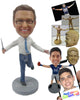 Custom Bobblehead Happy Good Looking Man Striking A Pose With A Wand - Leisure & Casual Casual Males Personalized Bobblehead & Cake Topper