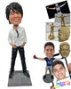 Custom Bobblehead Dashing Guy In Rockstar Pose With A Killer Hairstyle - Leisure & Casual Casual Males Personalized Bobblehead & Cake Topper