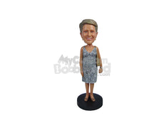 Custom Bobblehead Woman In One Piece Attire With Purse - Leisure & Casual Casual Females Personalized Bobblehead & Cake Topper