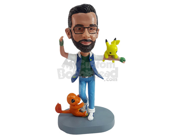 Custom Bobblehead Super cool dude with little fellows all over him - Leisure & Casual Casual Males Personalized Bobblehead & Action Figure