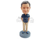 Custom Bobblehead Awesome looking man wearing beaultiful clothing with both hands in pockets - Leisure & Casual Casual Males Personalized Bobblehead & Action Figure