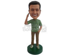 Custom Bobblehead Cool relaxed dude having a nice conversation over the phone - Leisure & Casual Casual Males Personalized Bobblehead & Action Figure