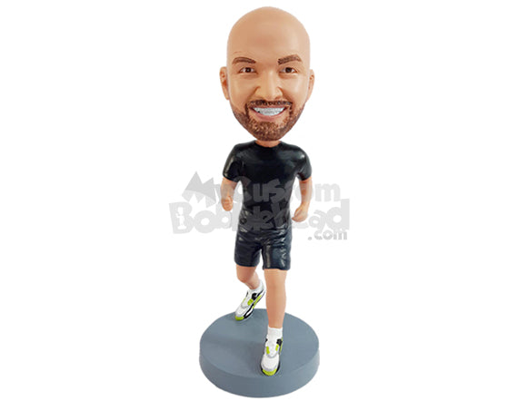 Custom Bobblehead Ahtletic guy having a nice jogging day - Leisure & Casual Casual Males Personalized Bobblehead & Action Figure