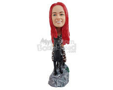 Custom Bobblehead Beautifull young lady wearing a lovely dress riding a gorgeous horse on the mountains - Leisure & Casual Casual Females Personalized Bobblehead & Action Figure