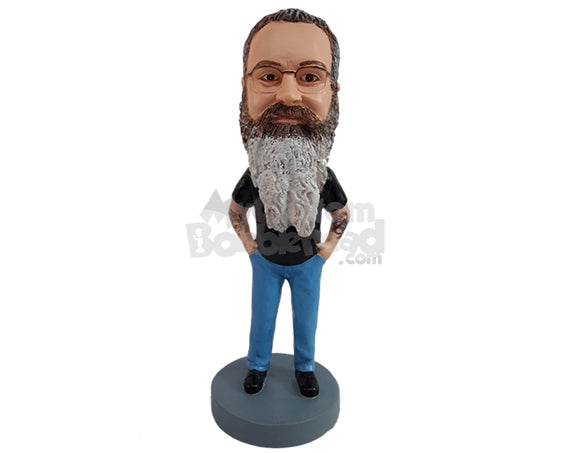 Custom Bobblehead Rocking dude with great outfit just relaxing - Leisure & Casual Casual Males Personalized Bobblehead & Action Figure