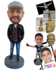 Custom Bobblehead Happy man on a cold day with a cool jacket, jeans and shoes - Leisure & Casual Casual Males Personalized Bobblehead & Action Figure