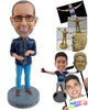 Custom Bobblehead Happy guy with funny hand moves wearing dashing clothing - Leisure & Casual Casual Males Personalized Bobblehead & Action Figure