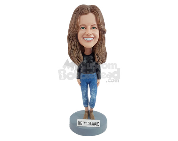 Custom Bobblehead Beautiful woman wearing trendi outfit with gorgeous shiny shoes - Leisure & Casual Casual Females Personalized Bobblehead & Action Figure