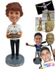 Custom Bobblehead Dazzling lady holding a tray of burnt freshly baked rolls - Leisure & Casual Casual Females Personalized Bobblehead & Action Figure