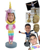 Custom Bobblehead Funny looking girl wearing a cool unicorn pijama - Leisure & Casual Casual Females Personalized Bobblehead & Action Figure