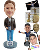 Custom Bobblehead Happy working fella ready to start a great with a hot coffee cup - Leisure & Casual Casual Males Personalized Bobblehead & Action Figure