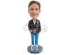 Custom Bobblehead Happy working fella ready to start a great with a hot coffee cup - Leisure & Casual Casual Males Personalized Bobblehead & Action Figure