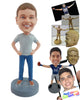 Custom Bobblehead Cool pal confident of himself with hands on hips - Leisure & Casual Casual Males Personalized Bobblehead & Action Figure