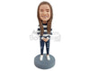 Custom Bobblehead Nice girls wearing a beautiful sweatshirt, with ripped jeans and cool shoes with hands crossed - Leisure & Casual Casual Females Personalized Bobblehead & Action Figure