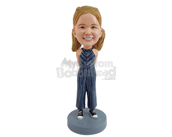 Custom Bobblehead Trendy gal with a beautiful onesie  - Leisure & Casual Casual Females Personalized Bobblehead & Action Figure