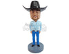 Custom Bobblehead Ranch guy wearng a nice cowboy belt with nice clothing - Leisure & Casual Casual Males Personalized Bobblehead & Action Figure