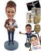 Custom Bobblehead Nice lady holding a cute little goat with nice boots - Leisure & Casual Casual Females Personalized Bobblehead & Action Figure