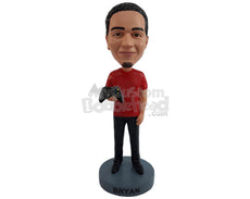 Custom Bobblehead Cool Gamer Dude  holding a gamer control in one hand ready to have some fun - Leisure & Casual Casual Males Personalized Bobblehead & Action Figure