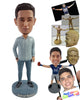 Custom Bobblehead Dashing dude with a nice long sleeve shirt with nice loafers holding a celphone on one hand and the othe inside the pocket - Leisure & Casual Casual Males Personalized Bobblehead & Action Figure