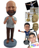 Custom Bobblehead Naughty man showing off fingers weating a shirt, pants and steel toe boots - Leisure & Casual Casual Males Personalized Bobblehead & Action Figure