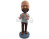 Custom Bobblehead Naughty man showing off fingers weating a shirt, pants and steel toe boots - Leisure & Casual Casual Males Personalized Bobblehead & Action Figure