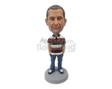 Custom Bobblehead Classic Cool Dude In Polo With Hands In Pocket - Leisure & Casual Casual Males Personalized Bobblehead & Cake Topper