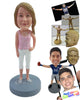 Custom Bobblehead Cute girl wearing a thin strap tank top with capri pants and slide-ins - Leisure & Casual Casual Females Personalized Bobblehead & Action Figure