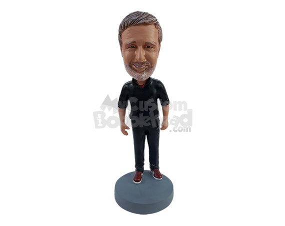 Custom Bobblehead Sporty male wearing nice jacket and cool shoes - Leisure & Casual Casual Males Personalized Bobblehead & Action Figure