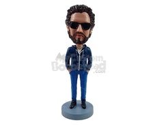 Custom Bobblehead Fashonable dude wearing a nice zip-up jacket and trendy shoes - Leisure & Casual Casual Males Personalized Bobblehead & Action Figure
