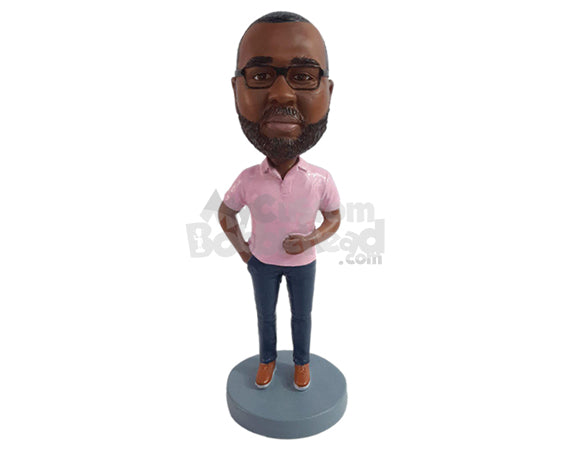 Custom Bobblehead Fancy dude wearing very fashonable and expensive clothing with 1 hand inside pocket - Leisure & Casual Casual Males Personalized Bobblehead & Action Figure