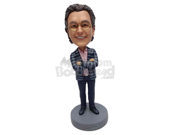 Custom Bobblehead Elegant man wearing a fancy blazer and nice shirt and pants - Leisure & Casual Casual Males Personalized Bobblehead & Action Figure