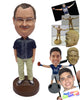 Custom Bobblehead Hard working fella with tucked in polo shirt pants and nice looking shoes - Leisure & Casual Casual Males Personalized Bobblehead & Action Figure