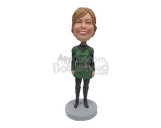 Custom Bobblehead Stylish Lady In High Boots With Sparkling Attire - Leisure & Casual Casual Females Personalized Bobblehead & Cake Topper