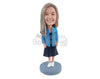 Custom Bobblehead Pretty gal with a nice dress and a jean jacket over it and trendy shoes - Leisure & Casual Casual Females Personalized Bobblehead & Action Figure