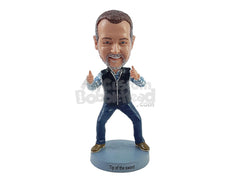 Custom Bobblehead Happy dude with nice vest and shirt giving thumbs up on a funny stance - Leisure & Casual Casual Males Personalized Bobblehead & Action Figure