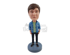 Custom Bobblehead Young Colleg guys with nic shir and trendy shoes - Leisure & Casual Casual Males Personalized Bobblehead & Action Figure