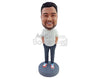 Custom Bobblehead Nice dude with hands inside pockets wearing rund neck t-shirt, pants and dope shoes - Leisure & Casual Casual Males Personalized Bobblehead & Action Figure