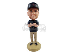 Custom Bobblehead Cool dude with nice round neck shirt pants and nice shoes and crossed arms - Leisure & Casual Casual Males Personalized Bobblehead & Action Figure