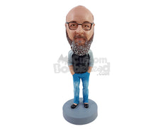 Custom Bobblehead Good gentleman with cool slong sleeve shirt with nice jeans and shoes - Leisure & Casual Casual Males Personalized Bobblehead & Action Figure